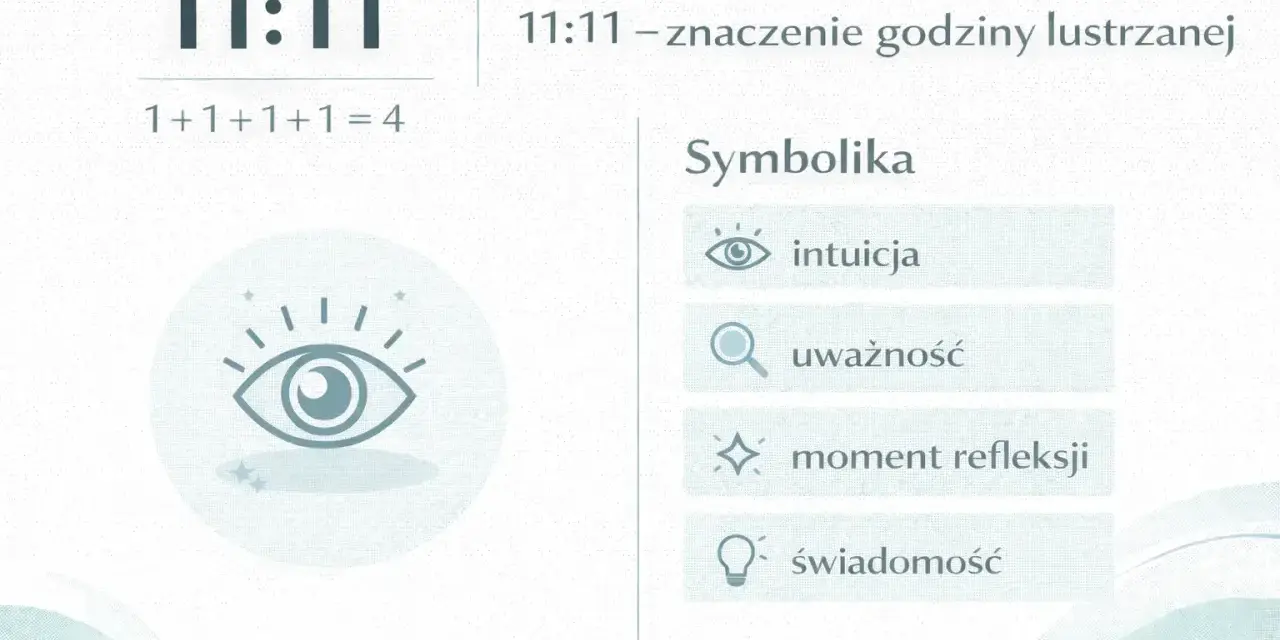 Godzina 11:11, symbol lustrzanej godziny, zaprasza do intuicji, uważności i świadomości.
