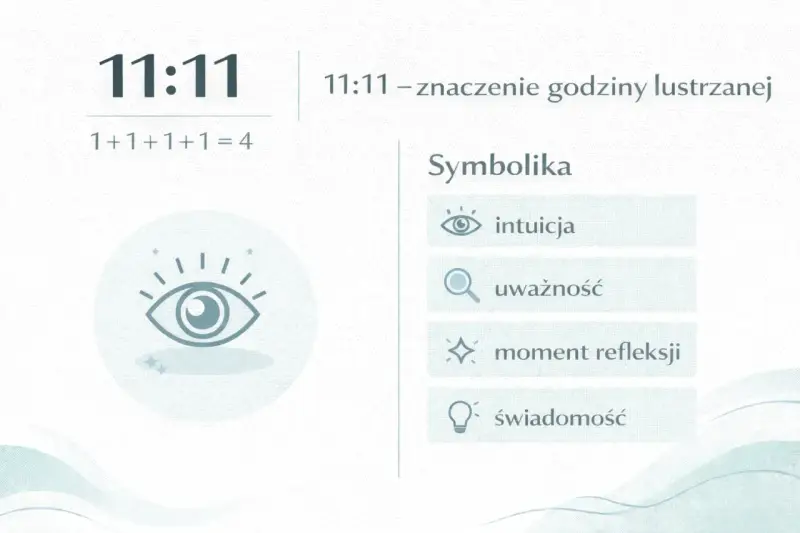 Godzina 11:11, symbol lustrzanej godziny, zaprasza do intuicji, uważności i świadomości.